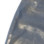Women's Metallic Coated Denim Midi Skirt