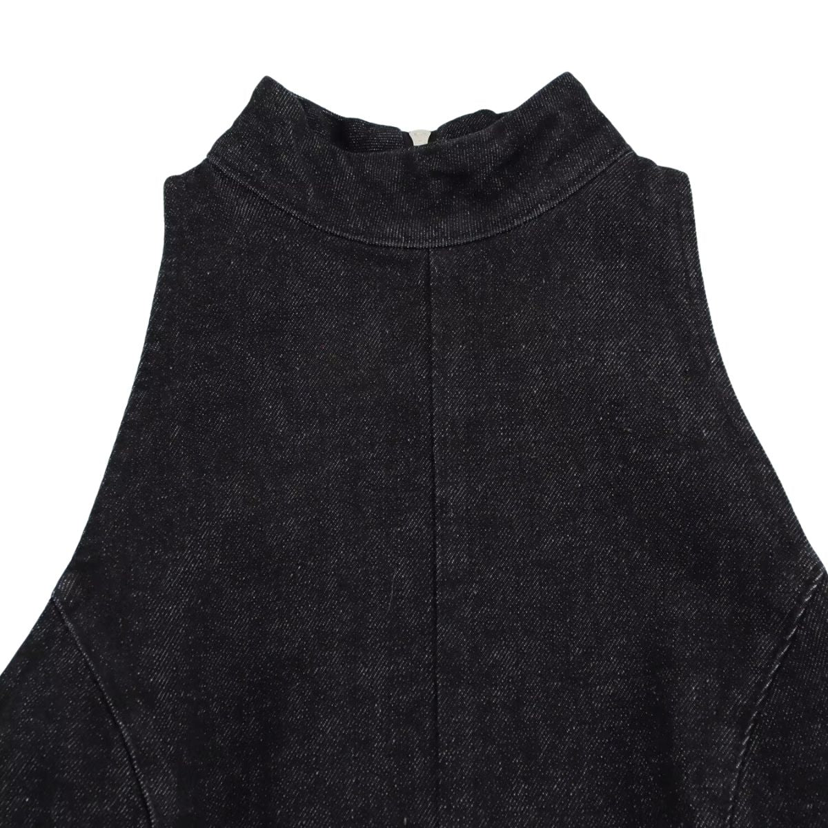 Black Sleeveless High-Neck Ruffled Mini Dress