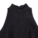 Black Sleeveless High-Neck Ruffled Mini Dress