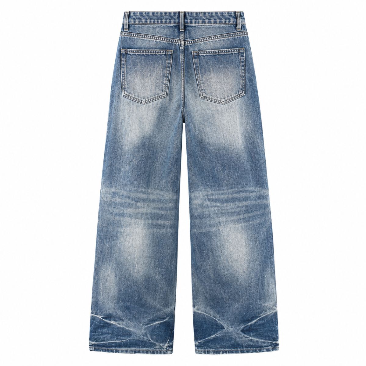 Vintage Stone Wash Relaxed Straight Leg Denim Jeans