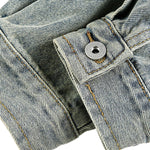 Unisex Loose Lazy Style Retro Cute Animal Embroidered Lapel Washed Denim Jacket