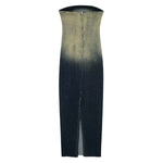 Ombre Denim Strapless Midi Dress
