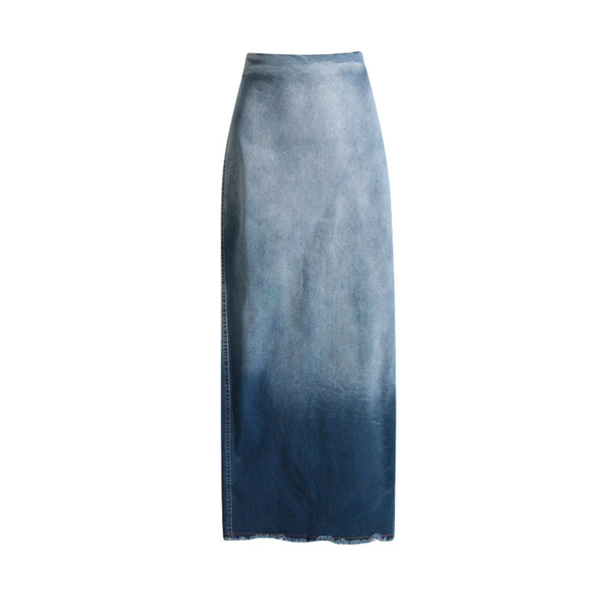 Women's Metallic Coated Denim Midi Skirt