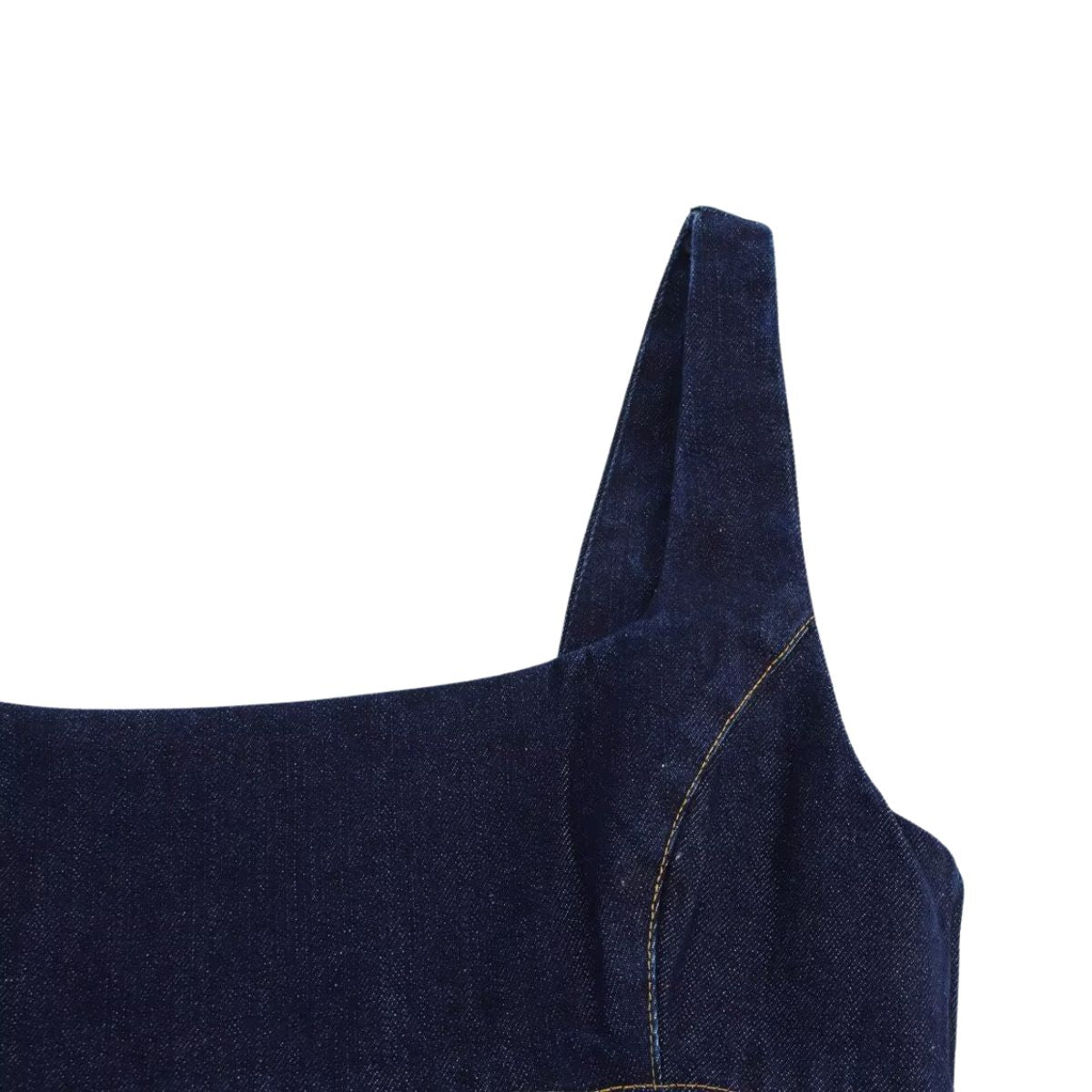 Classic Denim Square Neck A-Line Dress