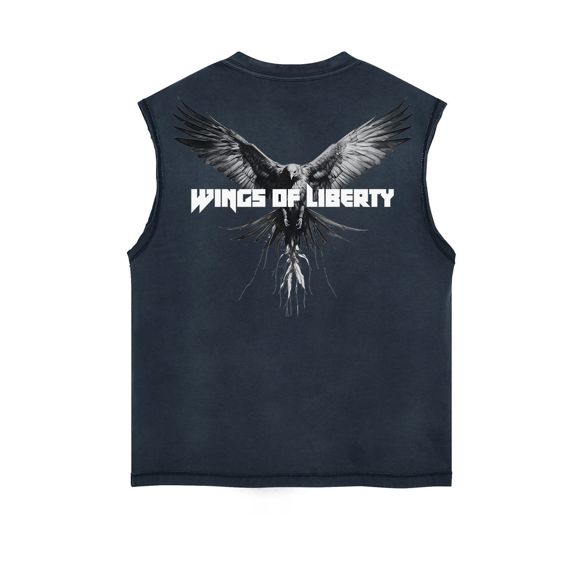 Wings of Liberty Eagle Sleeveless Faded Tee-INNBLAC Fashion Apparel