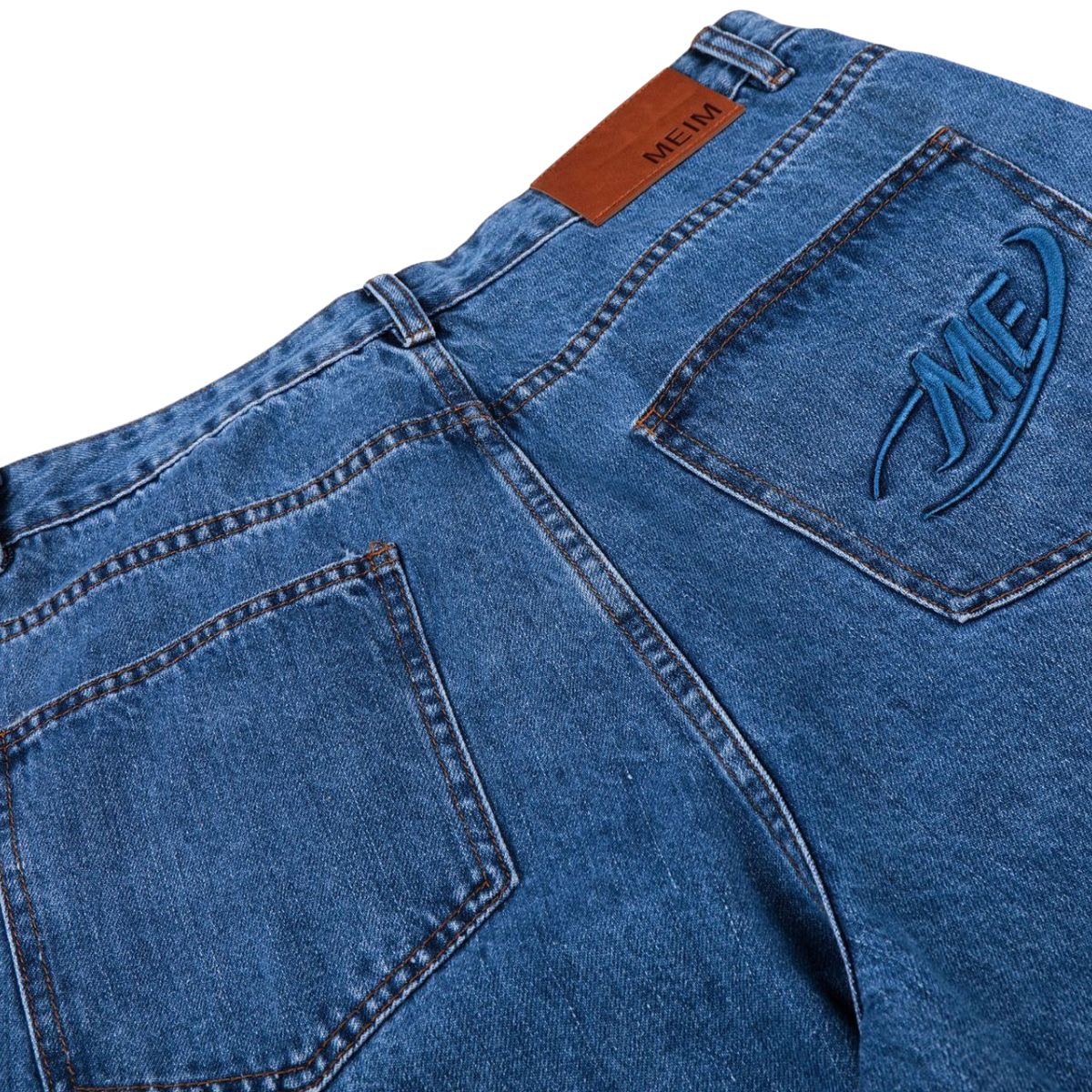Vintage Blue Wide Leg Washed Denim Jeans