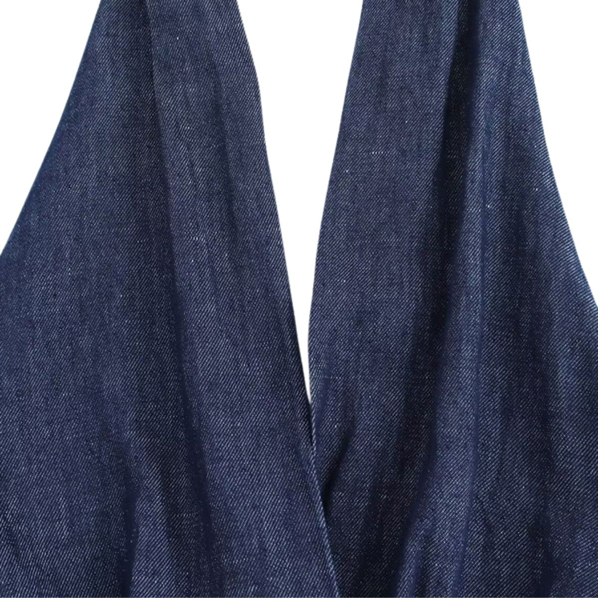 Tie Waist Halter Neck Flared Denim Mididress