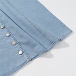 Light Blue Button-Front Denim Maxi Dress
