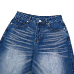 Washed Indigo Relaxed Fit Utility Denim Shorts