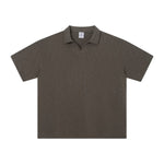 Retro Boxy Wool Blend Seagull Collar Polo Shirt