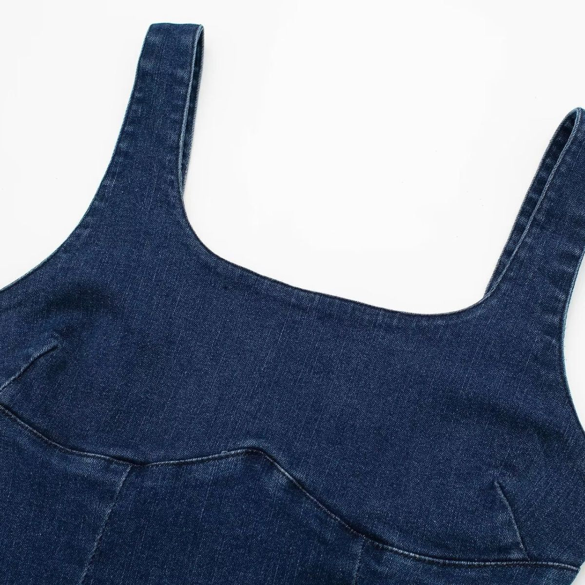 Split U Neck Denim Cami Maxi Dress