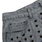 Vintage Washed Eyelet Wide Leg Denim Jeans