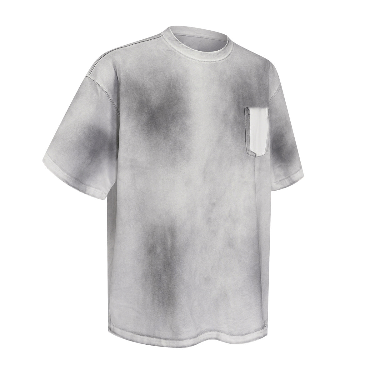 Swirl Dyed Distressed Pocket Loose Fit Crew Tee