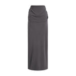 High Waist Ruched Knit Maxi Skirt