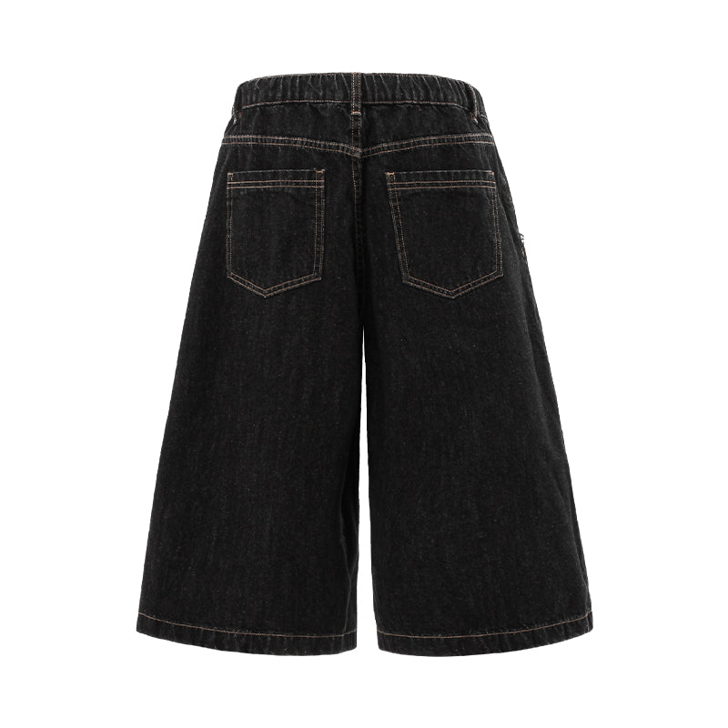 Checkered Bandana Baggy Denim Bermuda Shorts