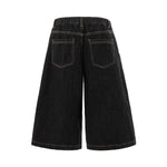 Checkered Bandana Baggy Denim Bermuda Shorts