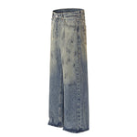 Faded Blue Vintage-Sanded Wide-Leg Jeans