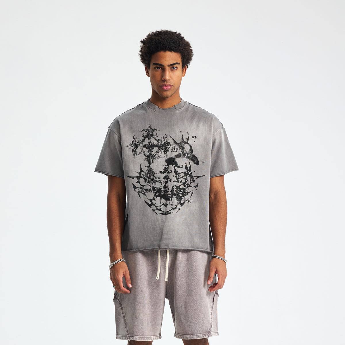 Heavyweight Gothic Graphic Raw-Edge Tee