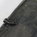 Utility Distressed Straight Leg Denim Jeans