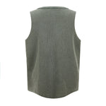 Wax-Dye Waffle Knit Vintage Washed U-Neck Vest