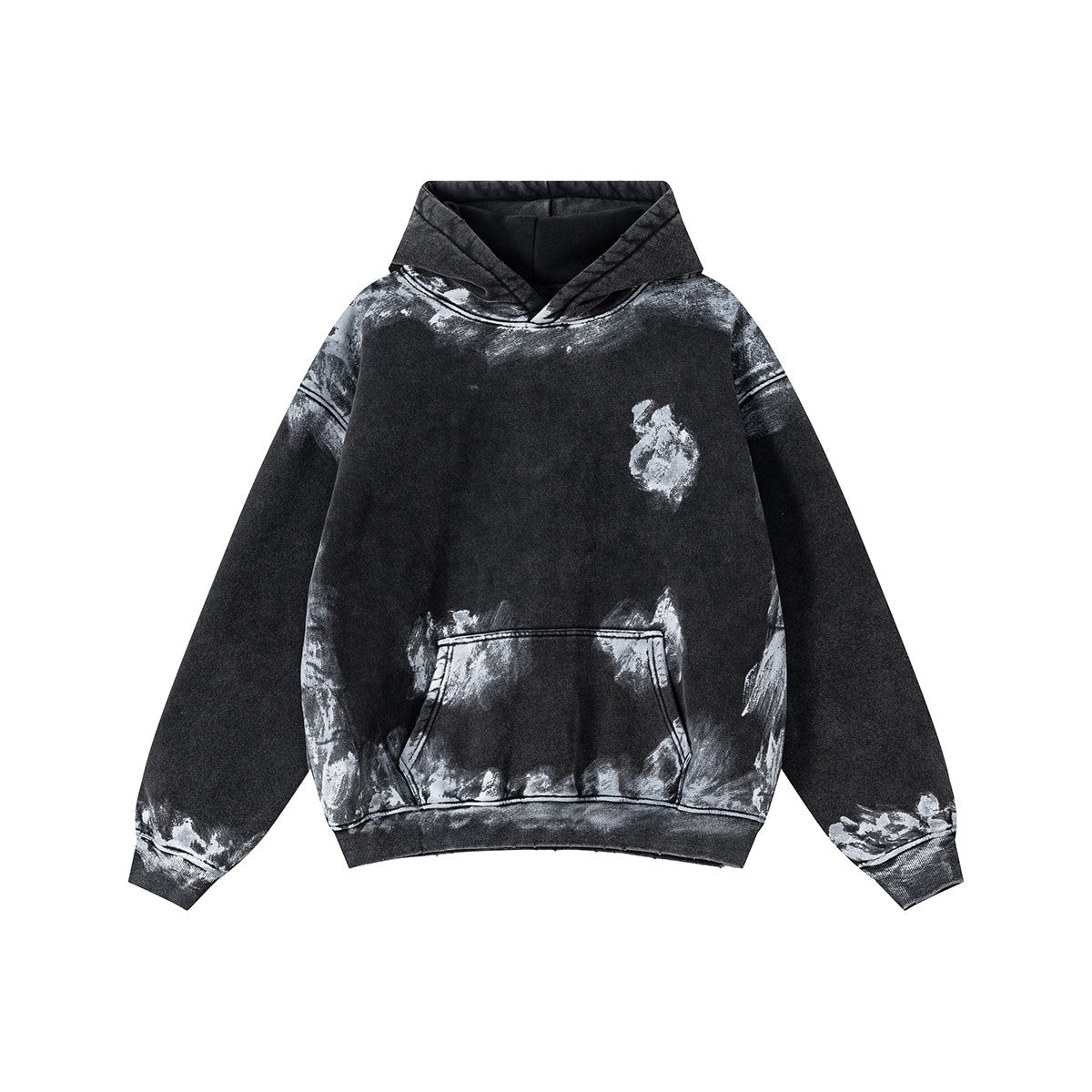 Distressed Edge Painted Graphic Washed Hoodie