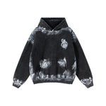 Distressed Edge Painted Graphic Washed Hoodie