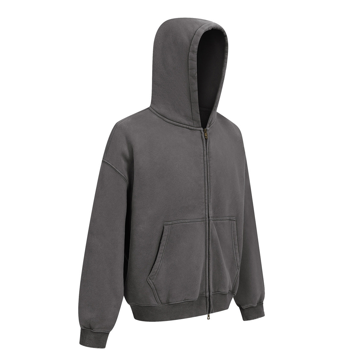 Vintage Oversized Full Zip Kangaroo Pocket Hoodie