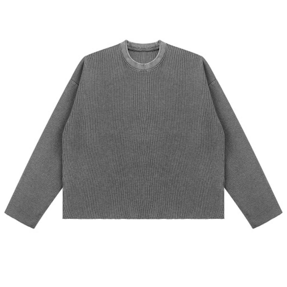 Heavyweight Washed Waffle Cotton Long Sleeve Tee 340G