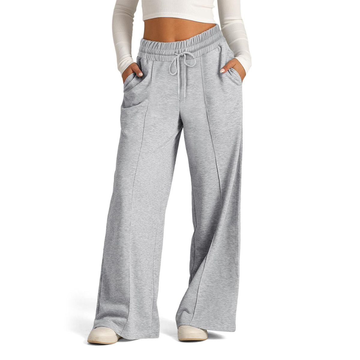 Women's Drawstring High Waist Wide Leg Pants Casual Comfy Trousers