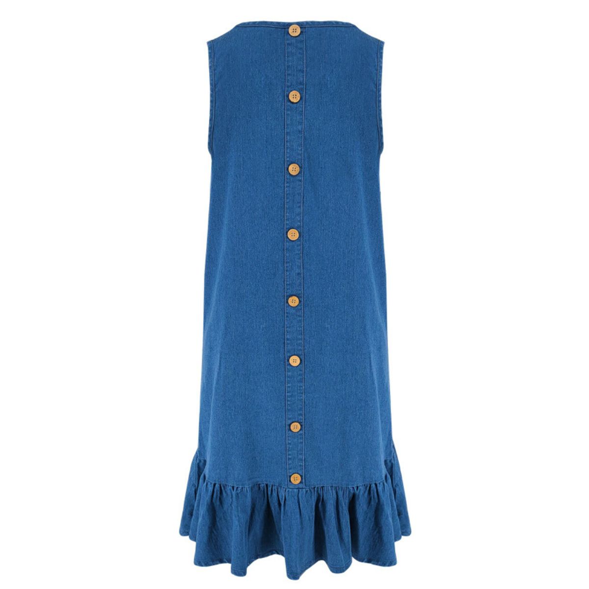 Ruffle Hem Sleeveless Denim Mini Dress