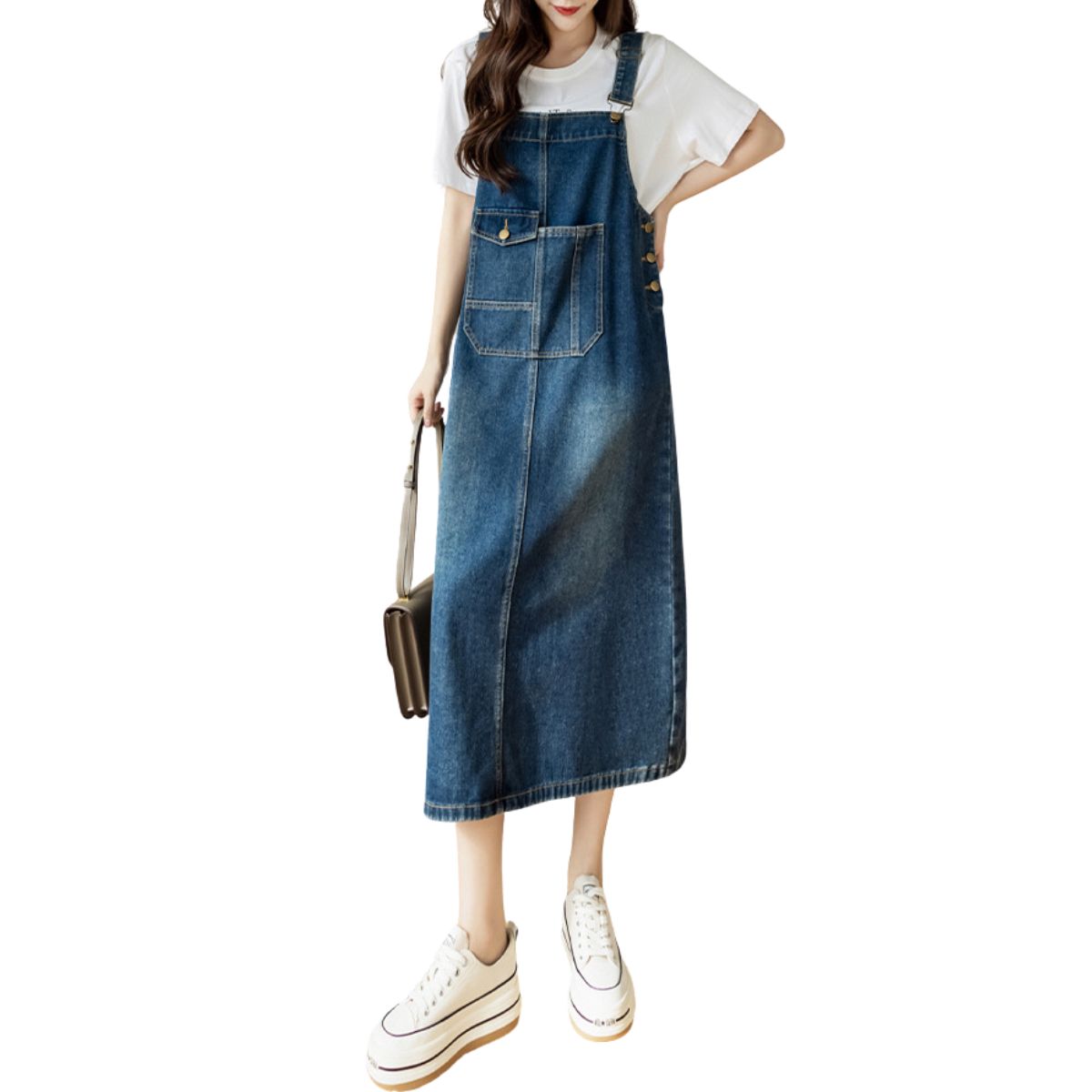 Oversized Denim Midi Slip Dress