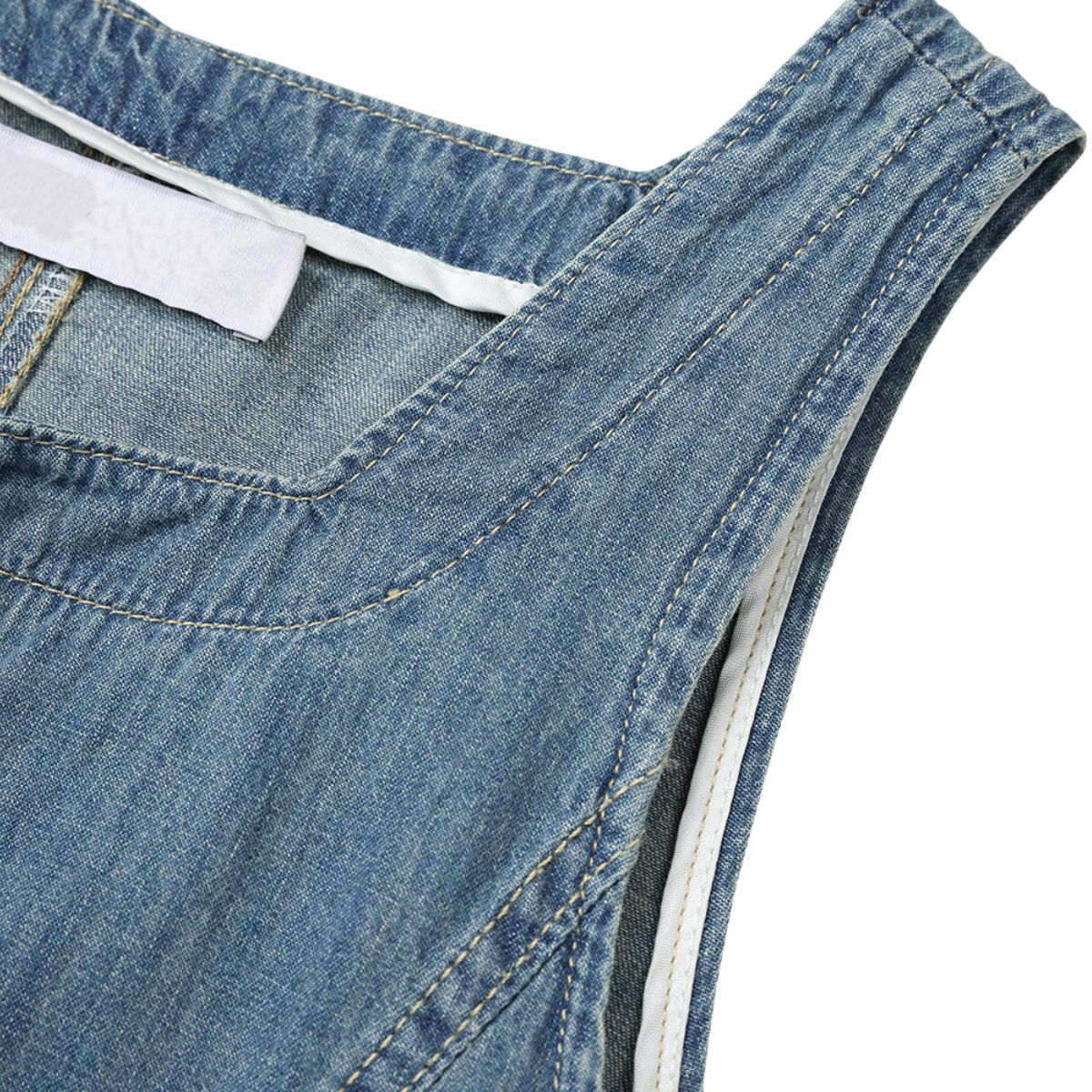 Sleeveless Self-Tied Denim Midi Dress
