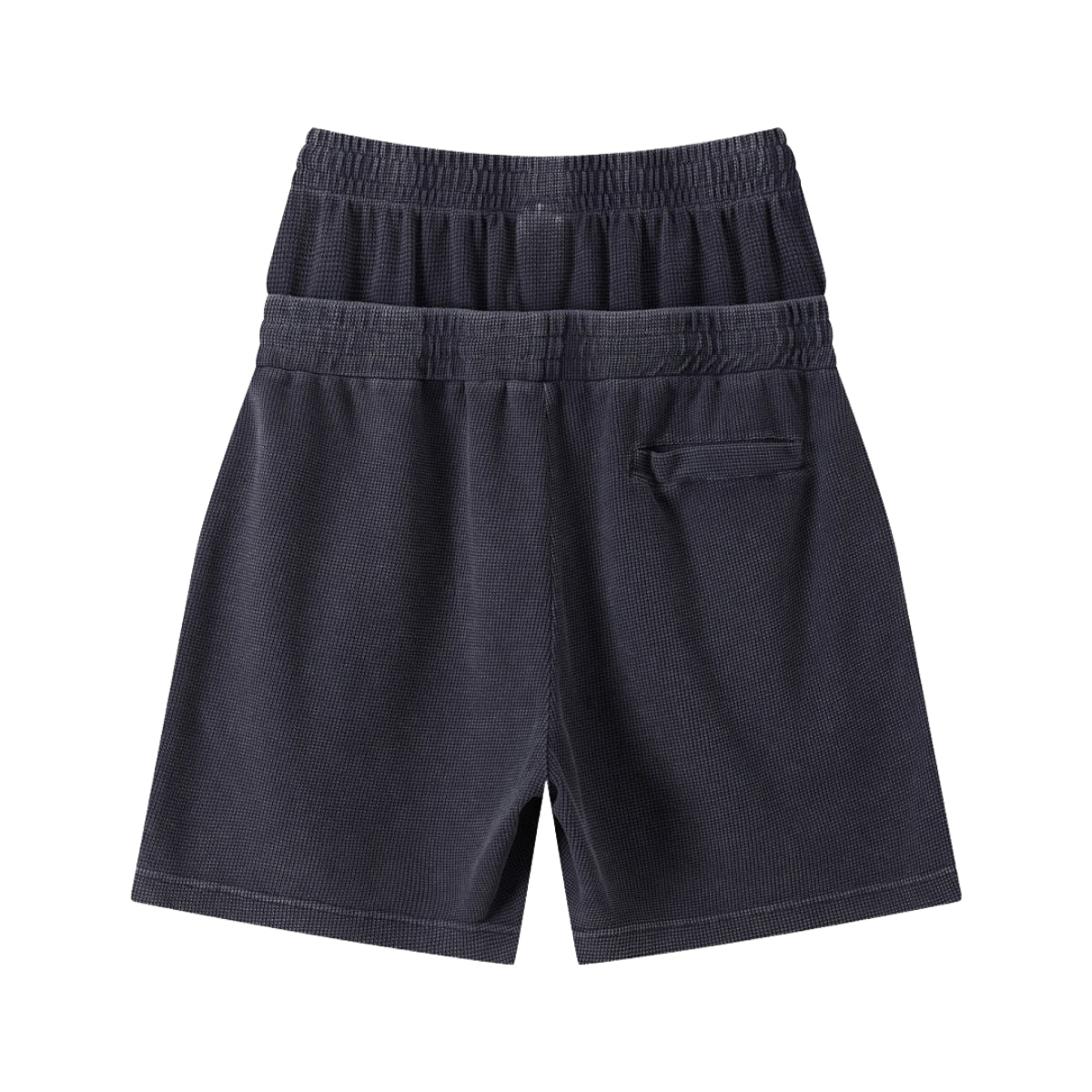 West Coast Waffle Double Waistband Snow Washed Distressed Shorts
