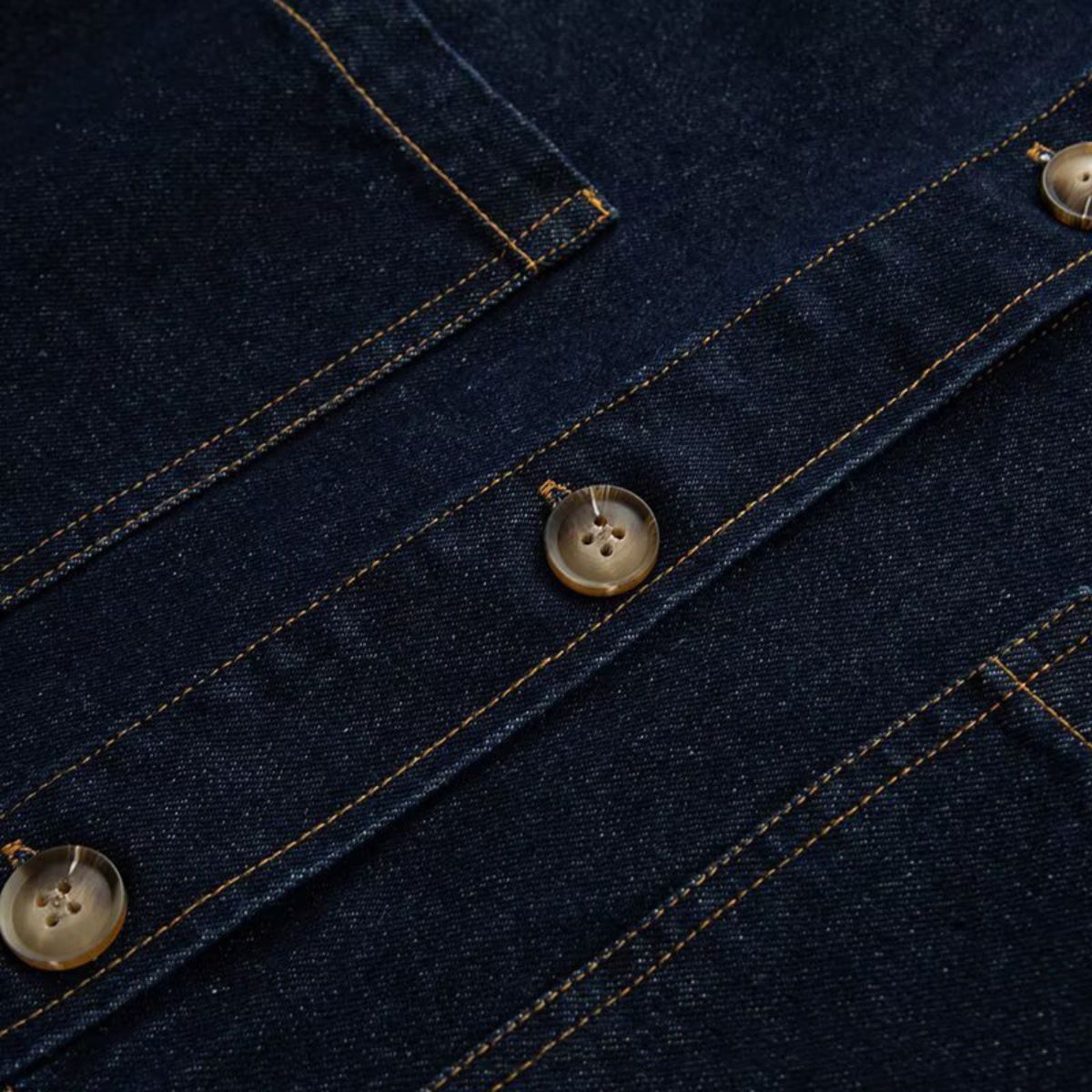 Indigo Button-Front Baggy Denim Jacket