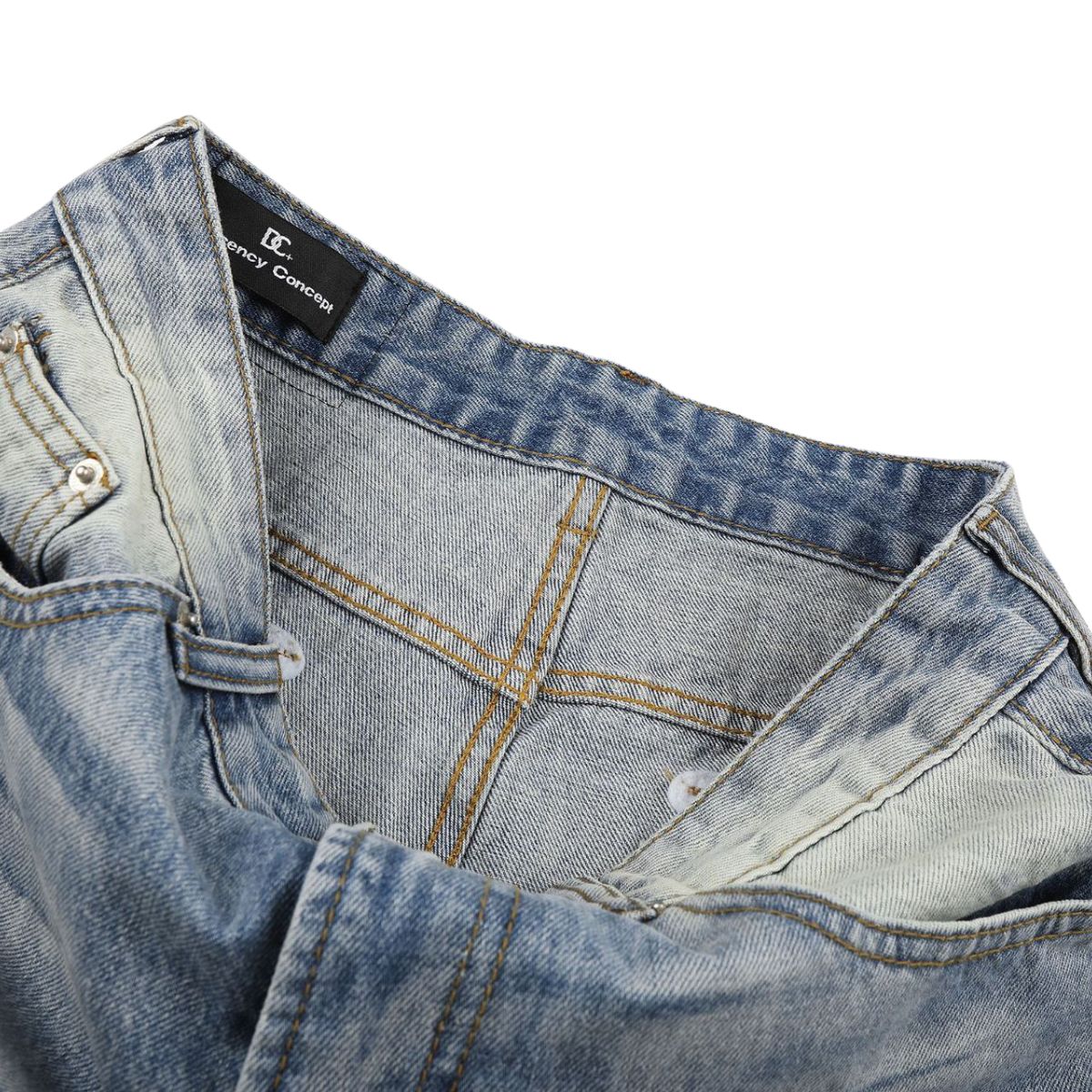 Vintage Light Wash Wide Leg Jeans with Whiskered Fade