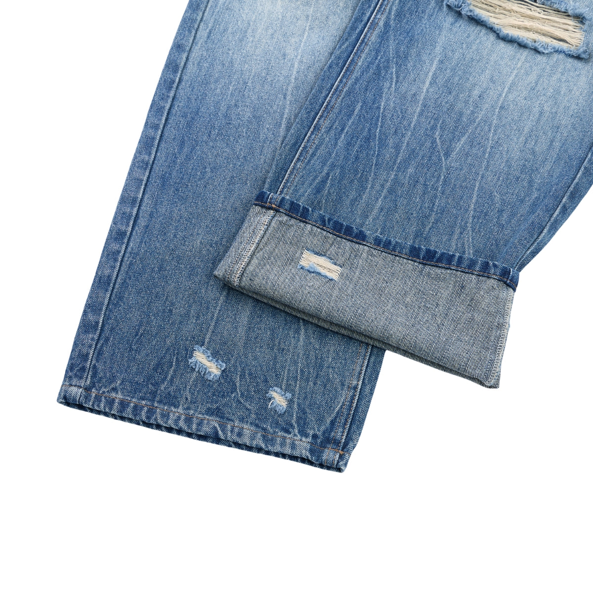 Retro Wash Ripped Wide Leg Denim Jeans