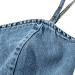 Button-Front Smocked Denim Midi Dress