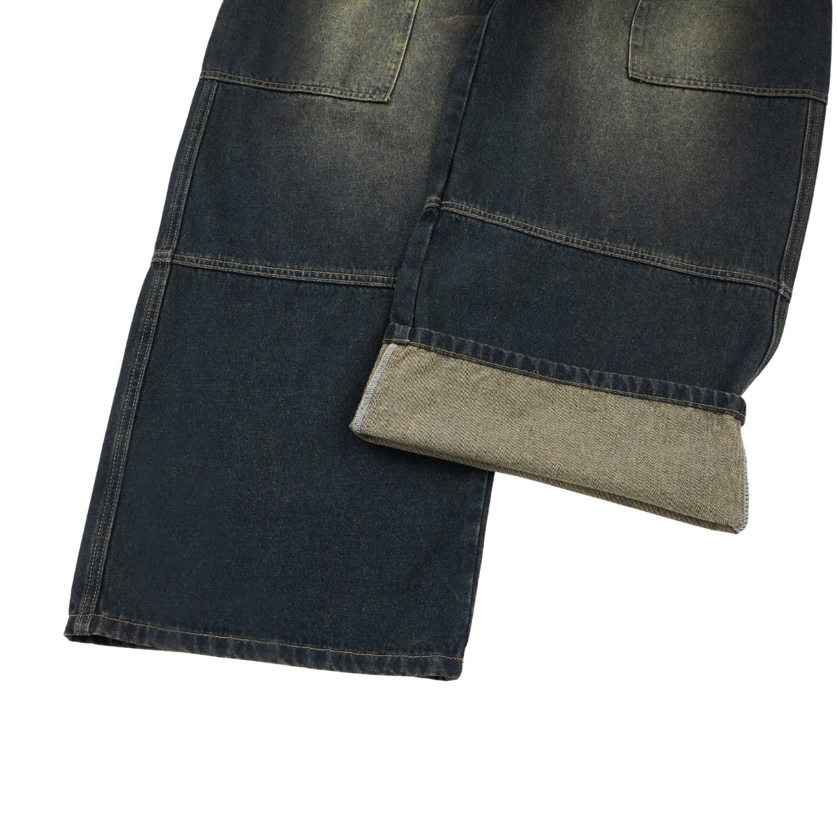 Washed Structured Heavy-Duty Straight-Leg Carpenter Jeans
