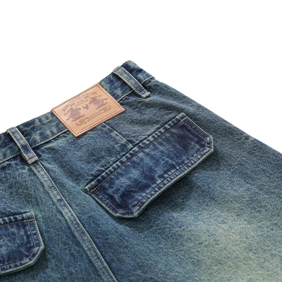 Printed Multi Pocket Denim Cargo Shorts