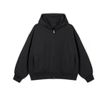 Solid Color Double-Slider Zipper Fleece Hoodie