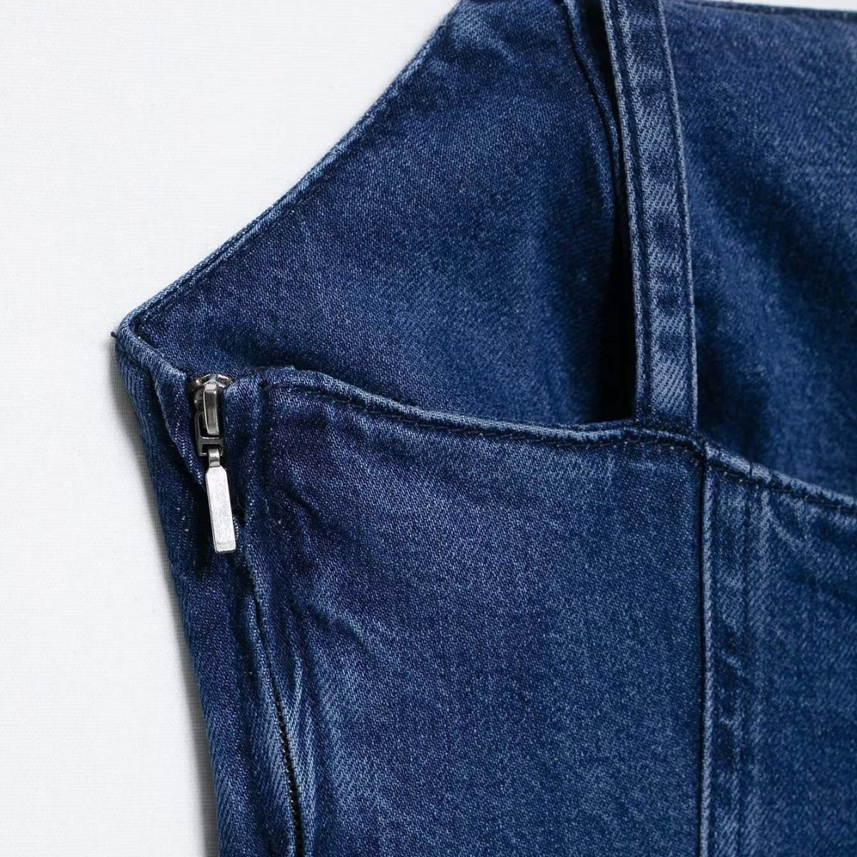 Square Neck Strappy Denim Maxi Dress