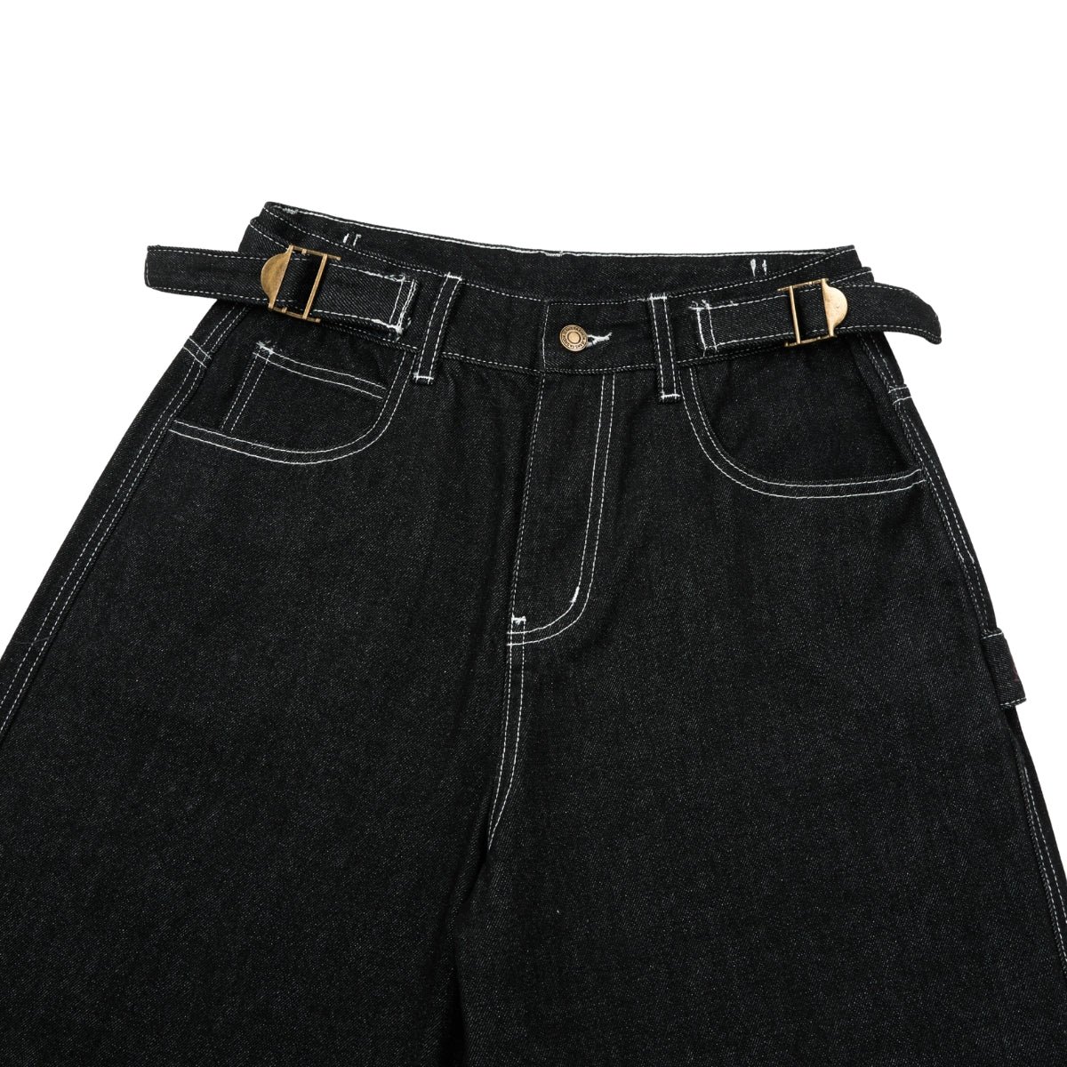 Retro Raw Denim Wide-Leg Bermuda Shorts