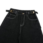 Retro Raw Denim Wide-Leg Bermuda Shorts