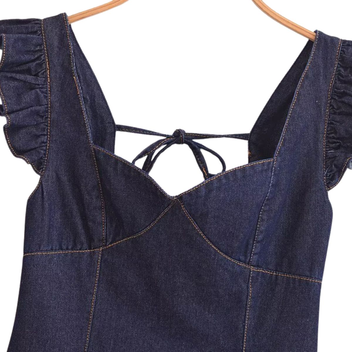 Flutter Sleeve A-Line Denim Minidress