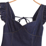 Flutter Sleeve A-Line Denim Minidress