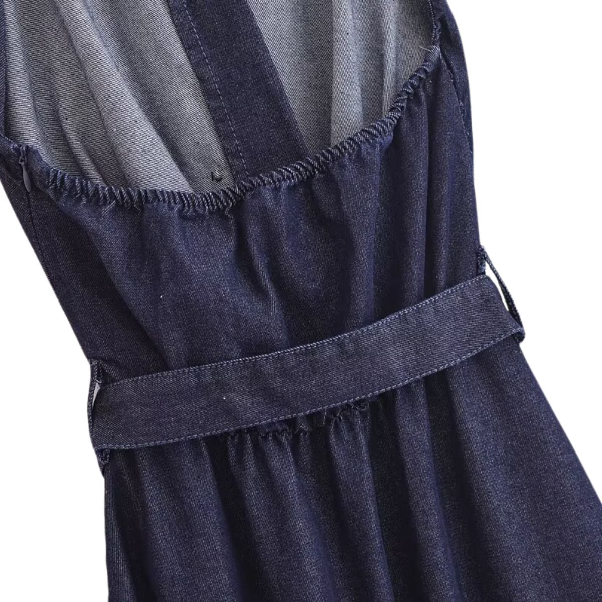 Halter Neck Denim Belted Dress