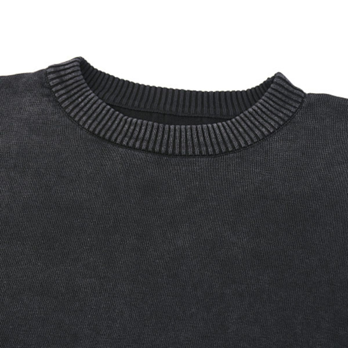 Vintage Snow Wash Relaxed Fit Cotton Knit Sweater