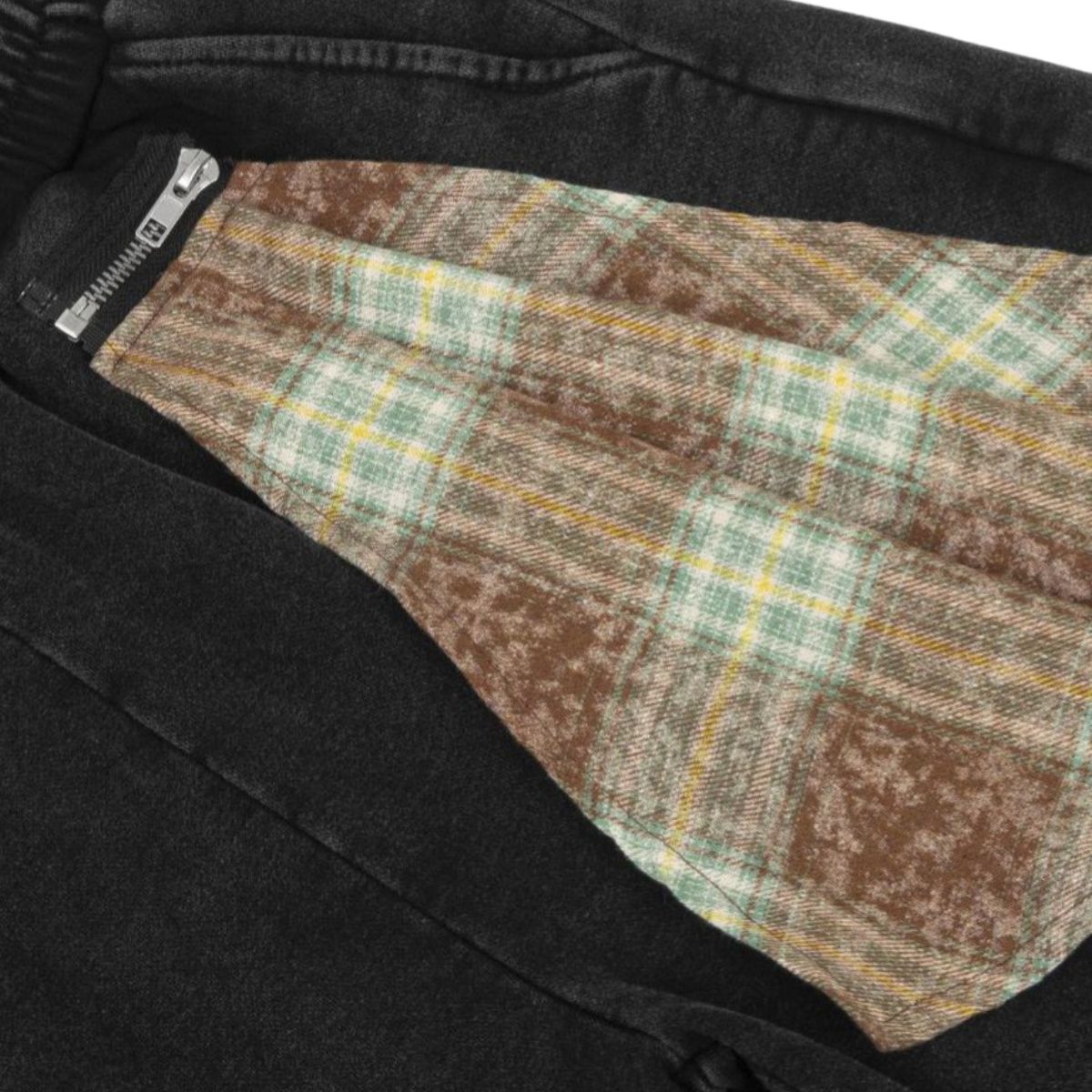 Distressed Vintage Patch Baggy Curved Denim Pants