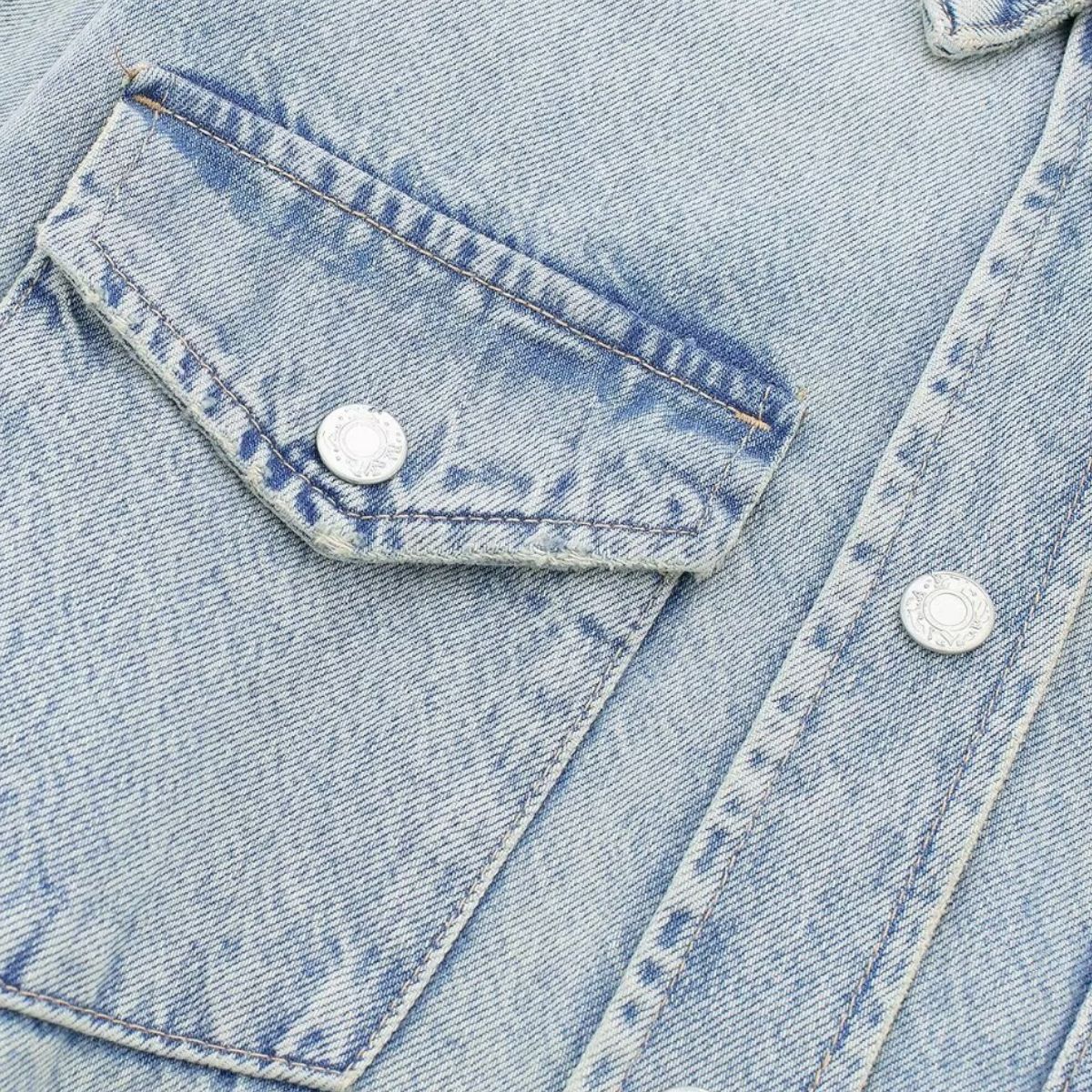 Women's Loose Street Style Mid-length Double Pocket Denim Shirt