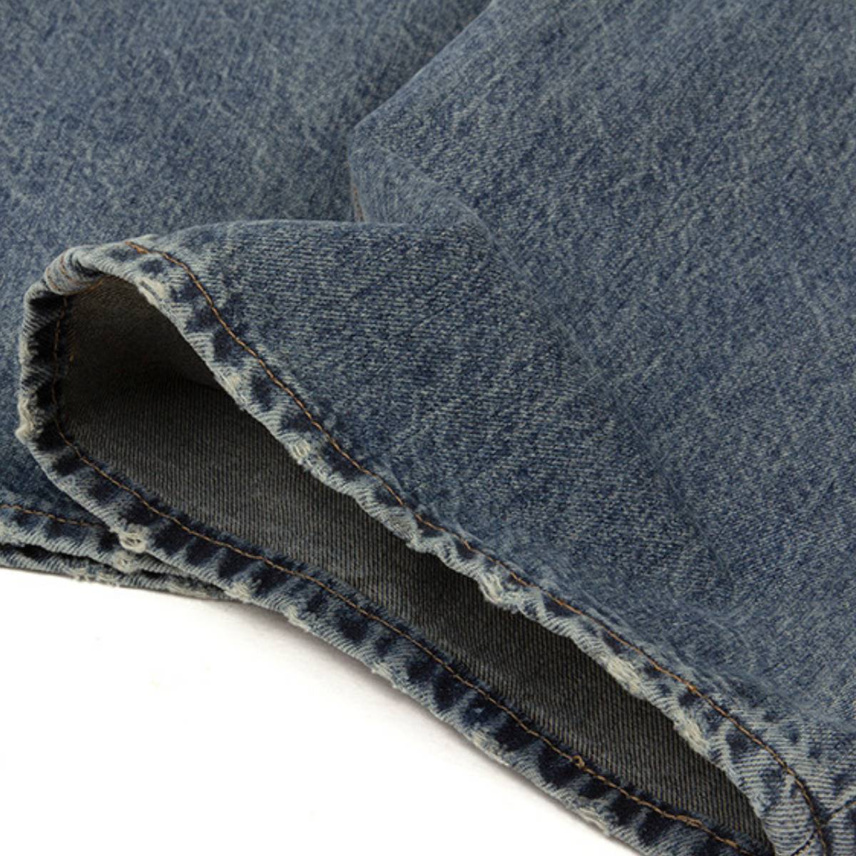 Washed Distressed Wide Leg Straight Denim Jeans